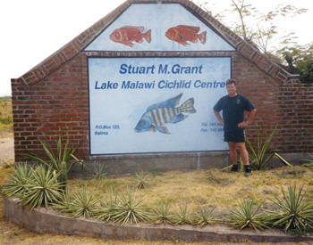 Larry at Stuart Grant's front entrance.