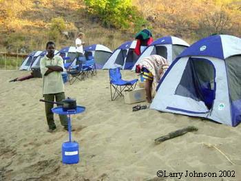 Early morning Charles Bay,Dennis making coffee